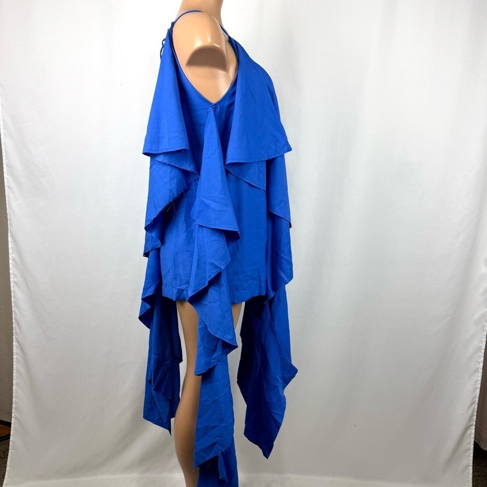 NWT Tisse Brazilian Sz L Royal Blue Mini Dress With Draped Ruffles Boho Grunge - Picture 9 of 16